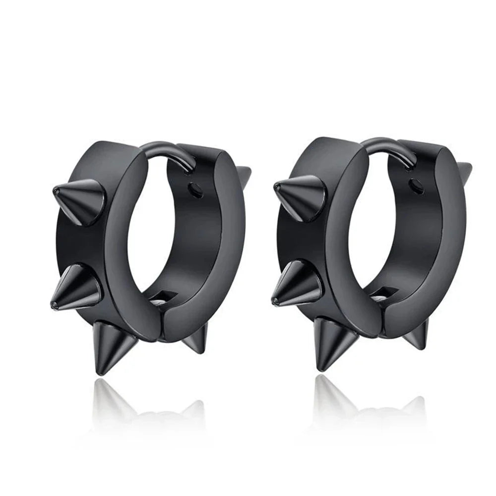 1Pair Punk Stainless Steel Spiky Thorn Stud Earrings | Unisex Hip Hop Gothic Jewelry