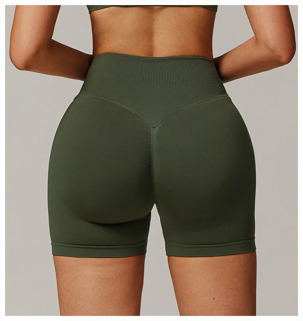 High Waist Shorts Seamless Yoga Shorts Workout Fitness Lift Peach Butt Fitness Tight Gym Running Body Shaper Pants Ribbed Shorts