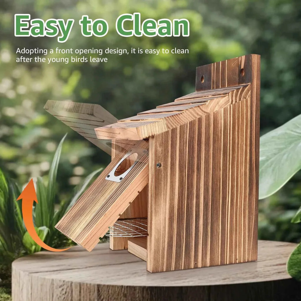 2Pcs Wooden Bird House Outdoor Weatherproof Parrot Bird Nest Breeding Sleeping Box Birdhouse Garden Patio Decorative