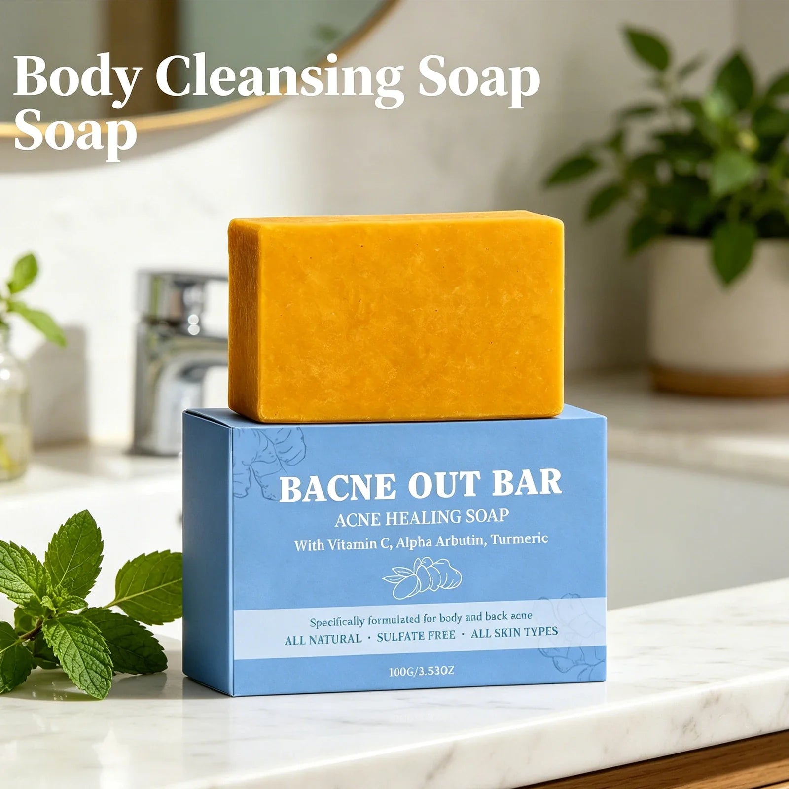 Body Cleansing Soap Moisturizing Brightening for Back Acne Free Natural Body Wash Bar Deep Clean Removes Odors Smooth Skin 100g