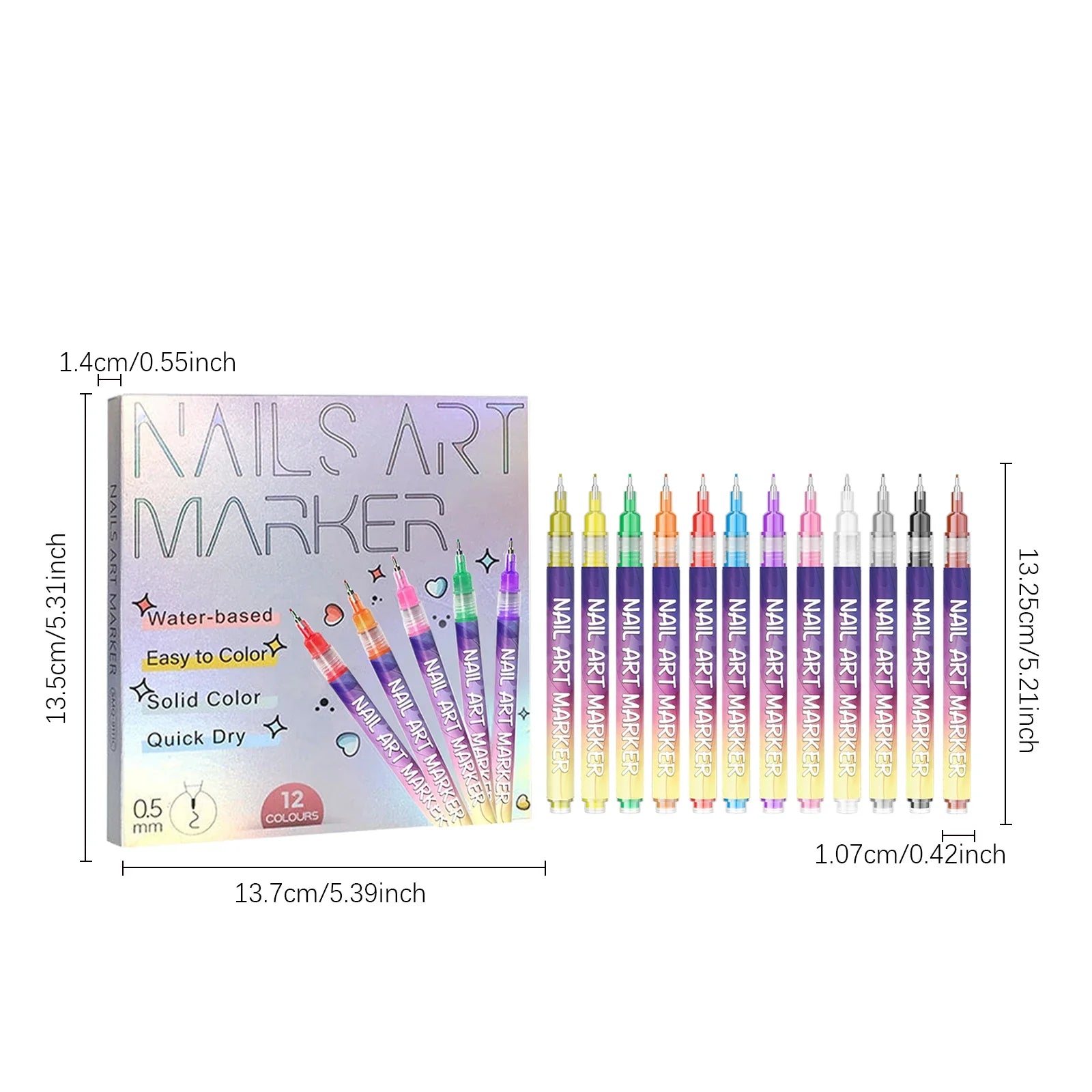 12pcs/Set Nail Art Graffiti Pen DIY Nail Art Painting Pens Abstract Lines Fine Design Multi-Color Drawing Nail Painting Tools