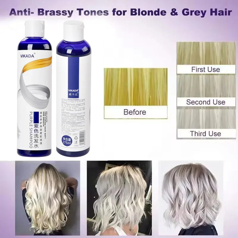 Color Fixing Hair Dye Shampoo to Cover Gray Hair Fade Yellow After Bleach Hair Shampoo Non-irritating Purple Shampoo for Blonde
