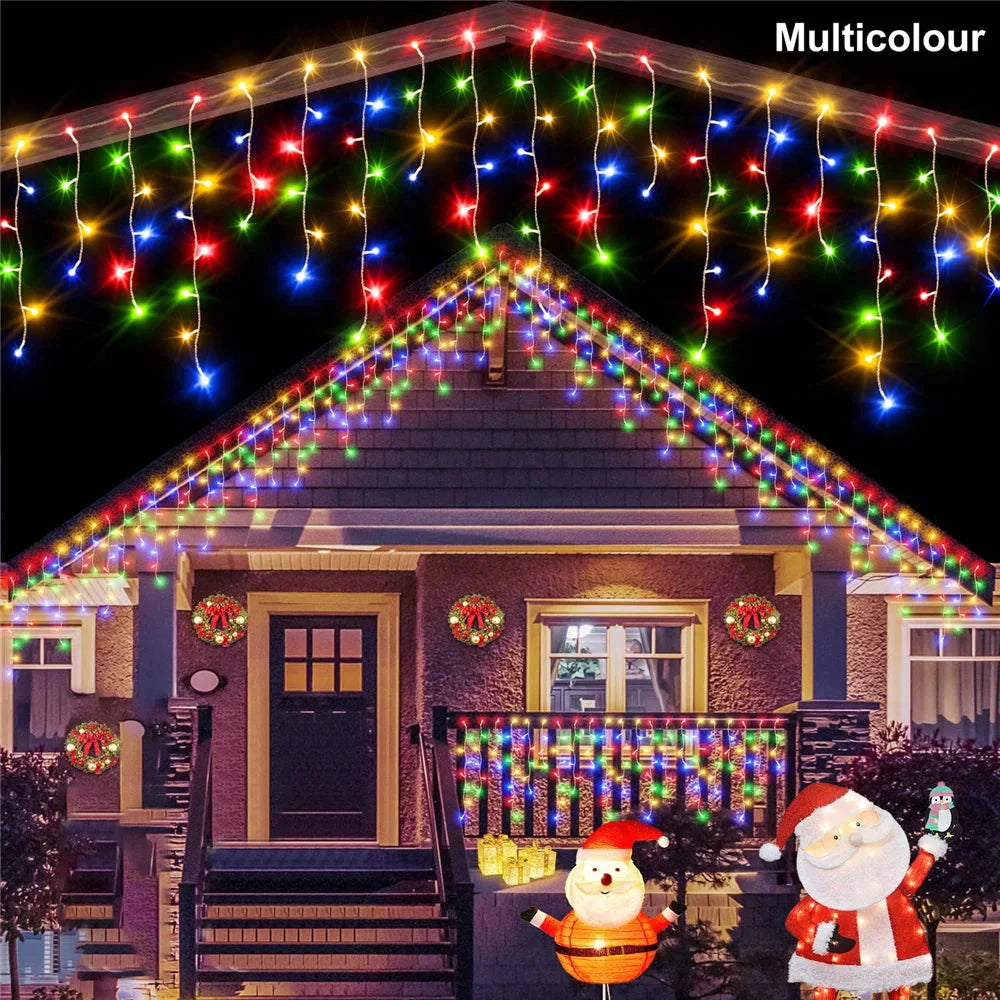Solar Street Garden Decoration Solar Curtain Lighting Outdoor LED String Lights 3.5M/7.5M Waterproof Curtain Light