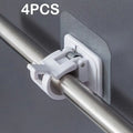 4PCS Adjustable Curtain Rod Holder Clamp Hooks Rod Bracket Holders Adhesive Wall Curtain Fixed Clip Hanging Rack Hook