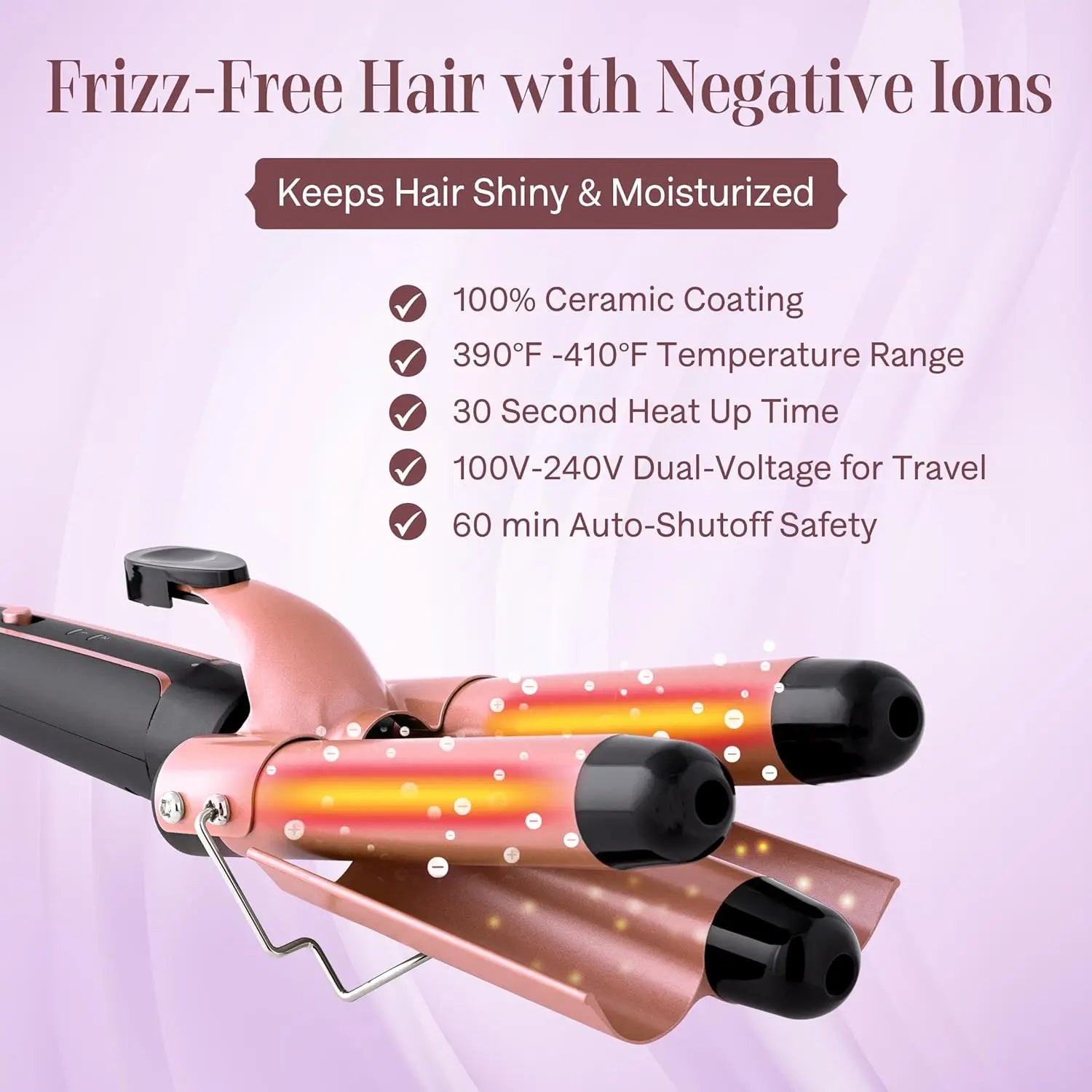 Curling Iron Set 5-in-1 Hair Curler with 3 Barrel Hair Crimper, Hair Straightener - Waver Heating Styling Tools for Women