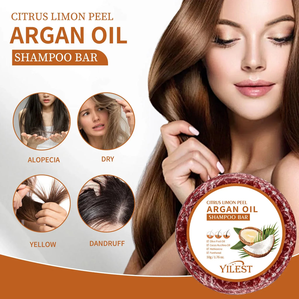 Argan Oil Shampoo Soap Bar Anti Hair Loss Repair Damaged Frizz Argan Oil Scalp Treatment Hair Care for Hair-Gentle Moisturizing