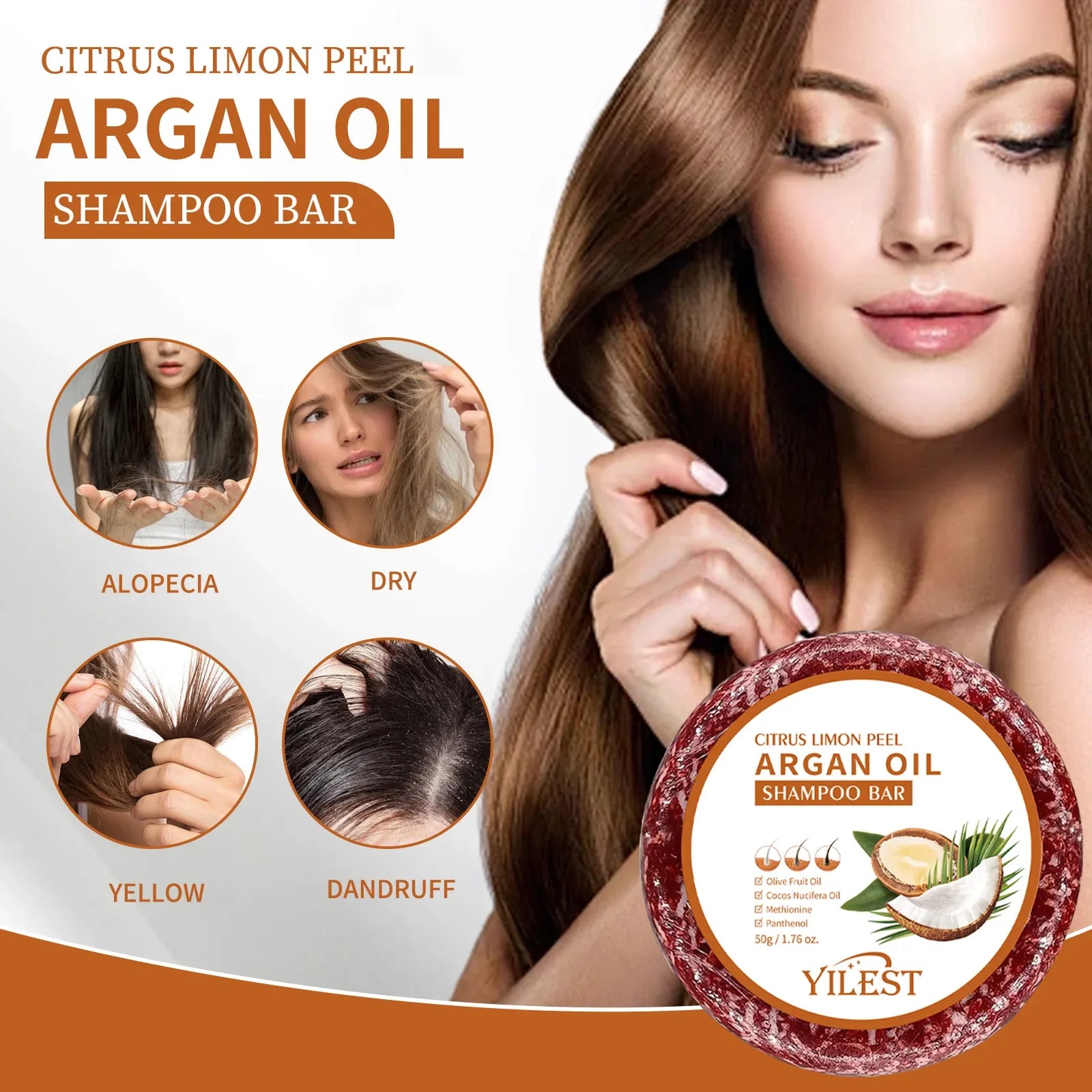 Argan Oil Shampoo Soap Bar Anti Hair Loss Repair Damaged Frizz Argan Oil Scalp Treatment Hair Care for Hair-Gentle Moisturizing