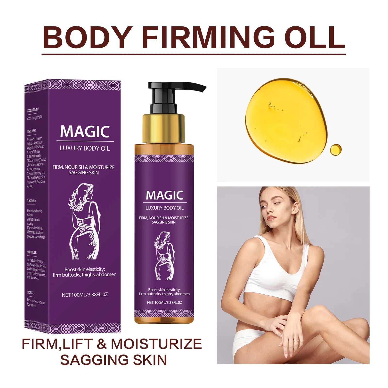 Tightening Body Oil Lightening Improve Dry Brightening  Nourishing Lifting Firming Smooth Anti Cellulite Skin Care Massage Care