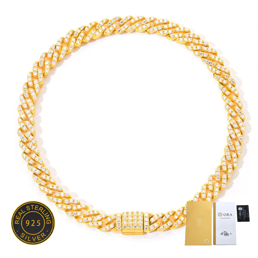 Moissanite Cuban Link Chain Diamond Iced Out Necklace Jewelry