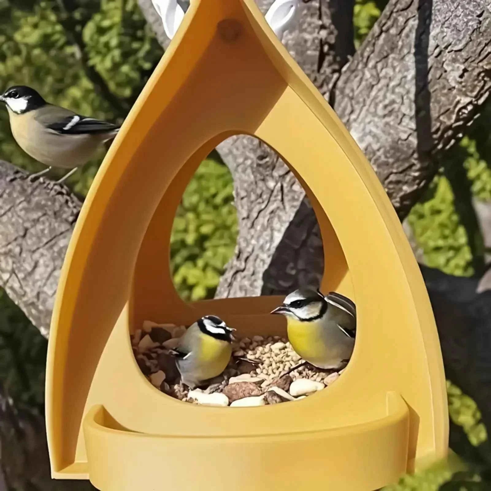 House Bird Feeder Open Design Decorative Station Hut Shape Hangable Mounted Small Hummingbird Feeder for Outside Garden Winter