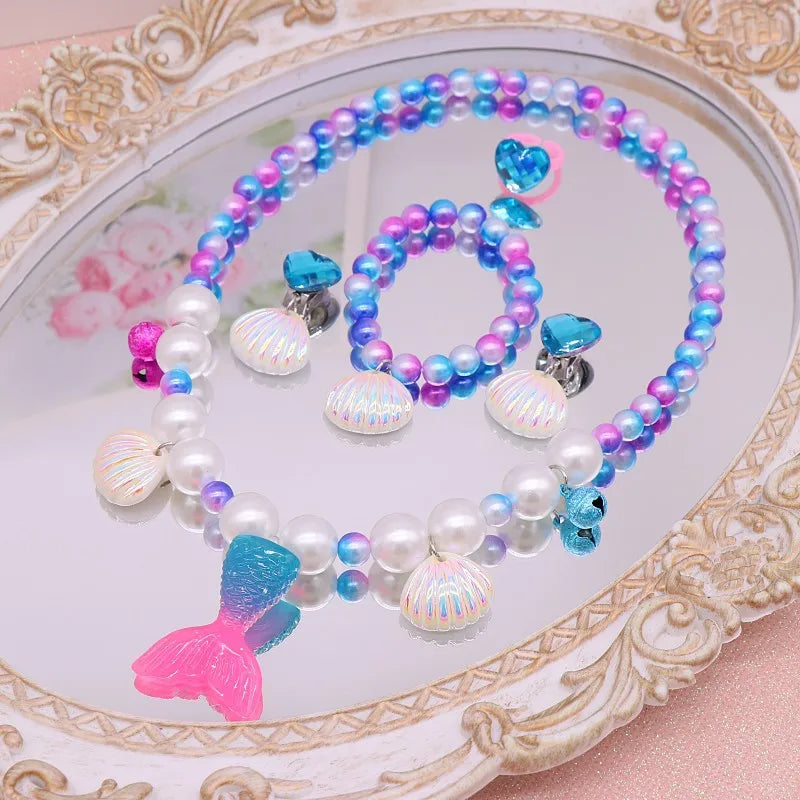 Mermaid Necklace Set for Girls | Sparkling Fish Tail Shell Jewelry Gift