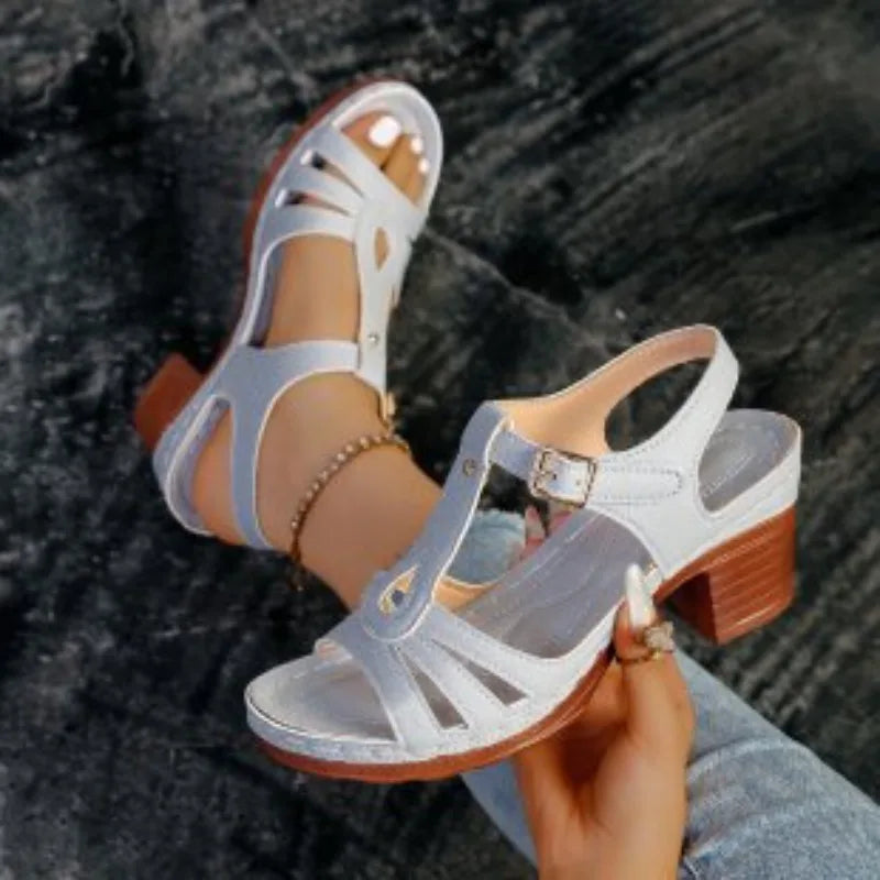 Plus Size 43 Sandals for Women Summer Fashion and Lightweight Peep Toe Hihg Heels Woman Ankle Strap Casual Gladiator Sandals
