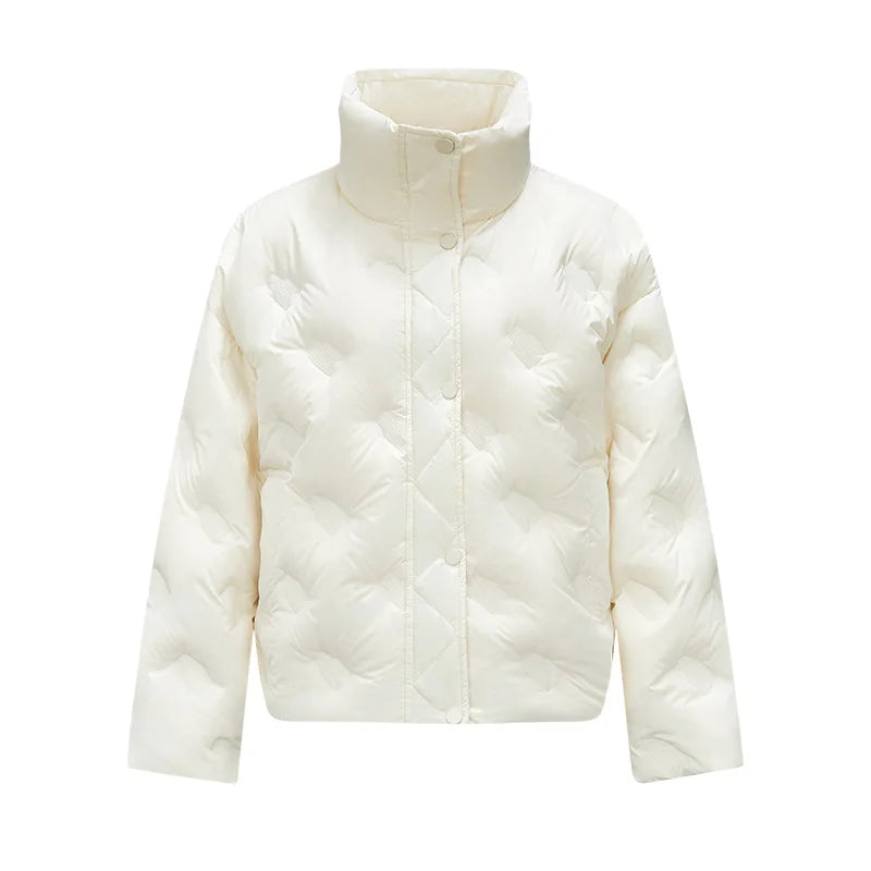Semir Down Jacket Women Thin Houndstooth Loose 2024 New Winter Waterproof Windproof Stand-Up Collar Wear Down Jacket