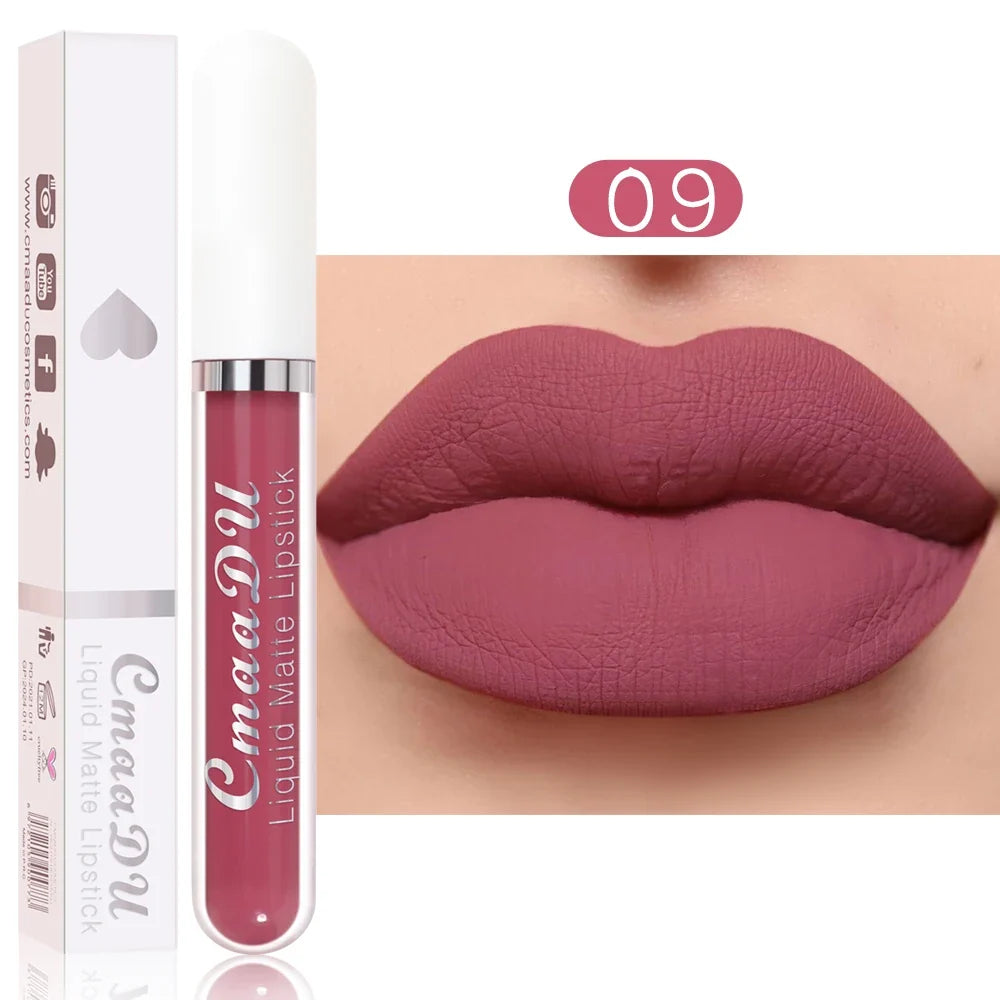 CmaaDu 1 Pcs Matte Lip Gloss Liquid Lipstick- Lip Stains with Long-Lasting Waterproof,  Adult Age Range, Red Tones Easy to Color