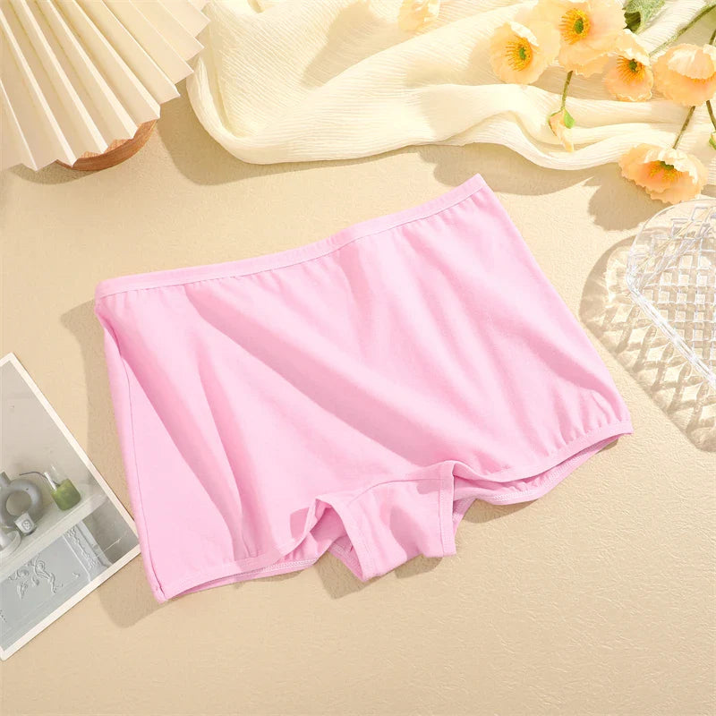 4Pcs/Set Women's Cotton Boxers Panties Seamless Sports Underwear Female Solid Color Cozy Lingerie Intimate Underpants XS-XL