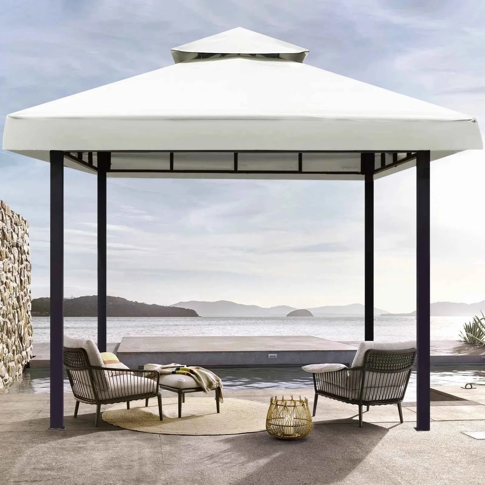 Grill Gazebo Replacement Canopy Roof, Outdoor BBQ Gazebo Top, Double Tiered Shelter Cover Roof ,for Yard Patio Garden Sunshade