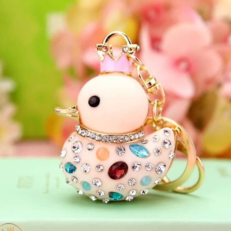 Duck Rhinestone Keychain Charm Pendant