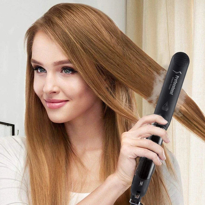 Hair Steam Straightener Ceramic Steam Flat Iron Vapor Plate Wet Dry Hair Iron Steamer Styling Tool Hair Styling Accessories