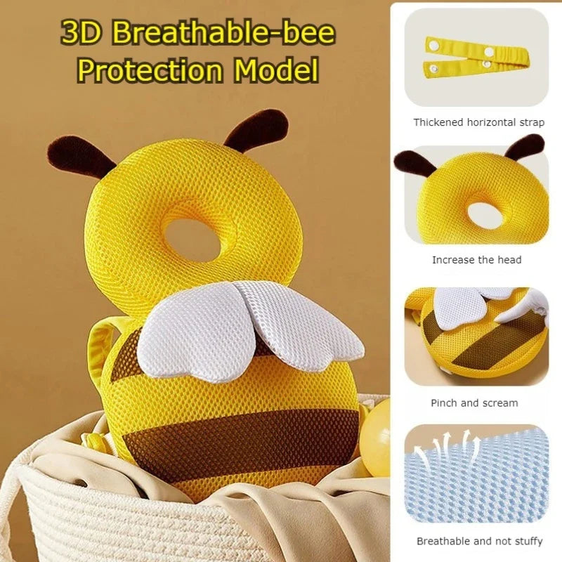 20x30cm Learn Walk Head Protector Cushion Head Back Protector Baby Protect Pillow Anti Fall Backward Cap Carry Cartoon Bee