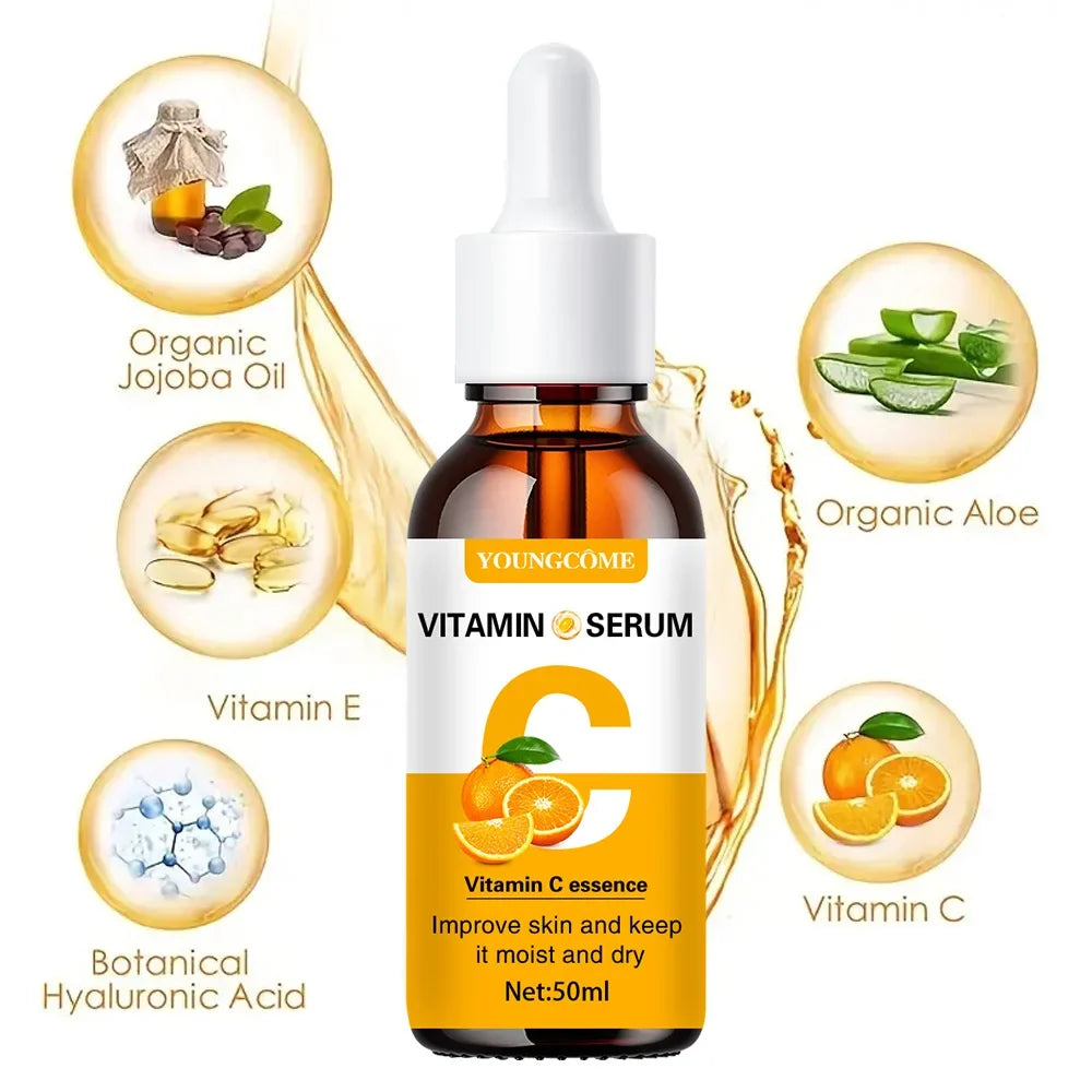 YOUNGCOME 2pcs Vitamin C and Retinol Fortified Serum Rich in VC Keep Skin Hydrated and Smooth Smooth Fine Lines and Wrinkles