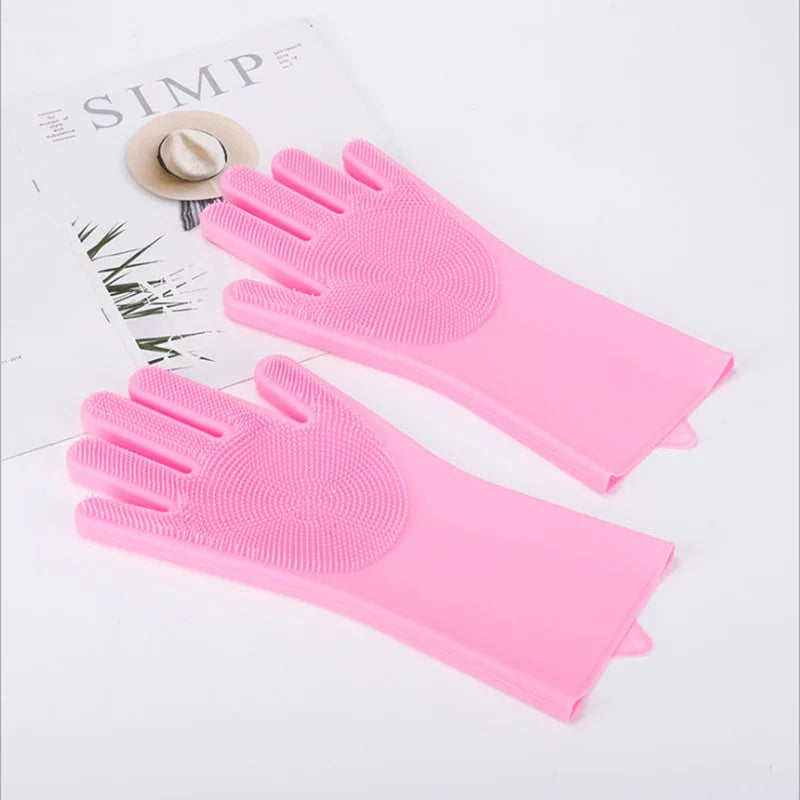 1 Pair Silicone Dishwashing Gloves Multifunctional Household Gloves