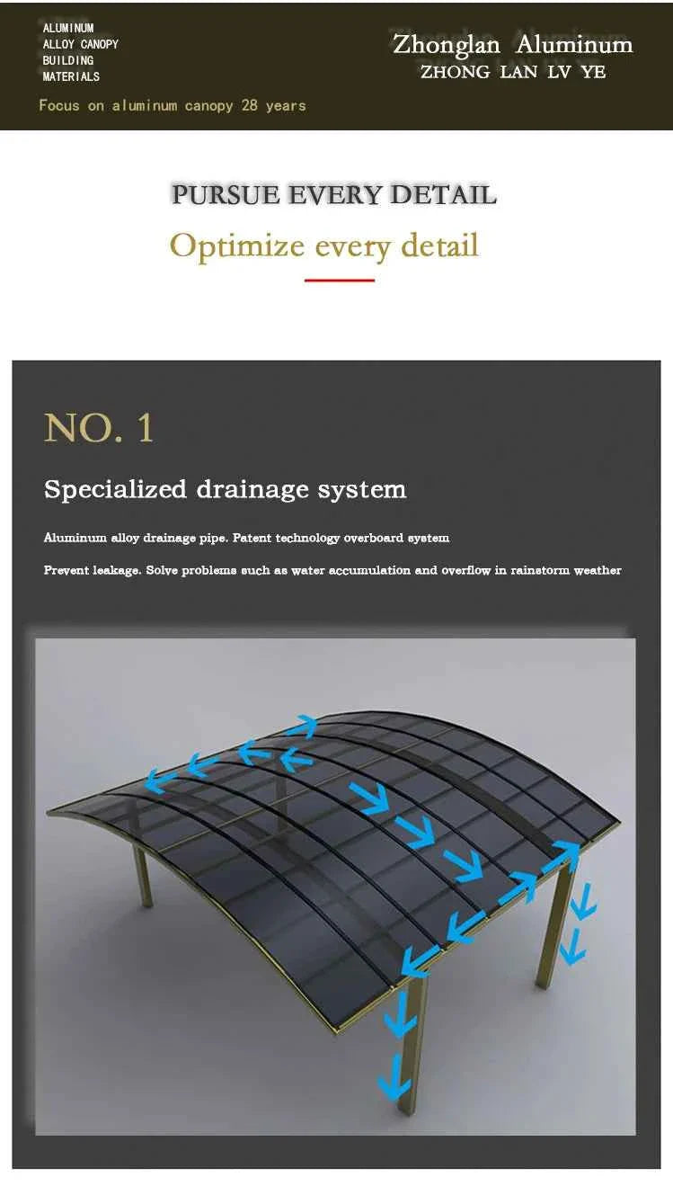 Home Villa Gazebos Garden Outdoor Canopy Tent Modern Custom Parking Shed Sunshade Awning Patio Pergola Aluminum Alloy Carport
