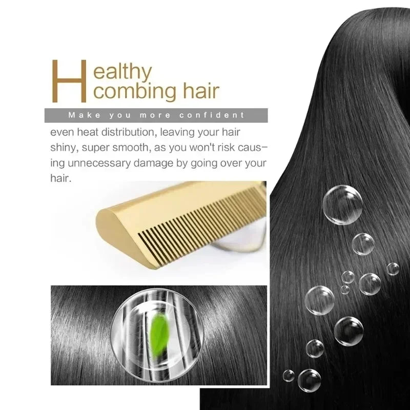 2 in 1 Electric Hot Heating Comb Hair Straightener Curler Wet Dry Hair