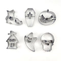 6pcs Halloween Cookie Cutter Mold Stainless Steel Ghost Pumpkin Skull Head Coffin Baking Molds Cupcake Chocolate Biscuit Mould