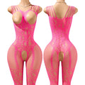 Transparent Fishnet Hollow Lingerie Set Women Hanging Neck Erotic Crotchless Bodystockings Open Bras BodySuits Hot Underwear Set