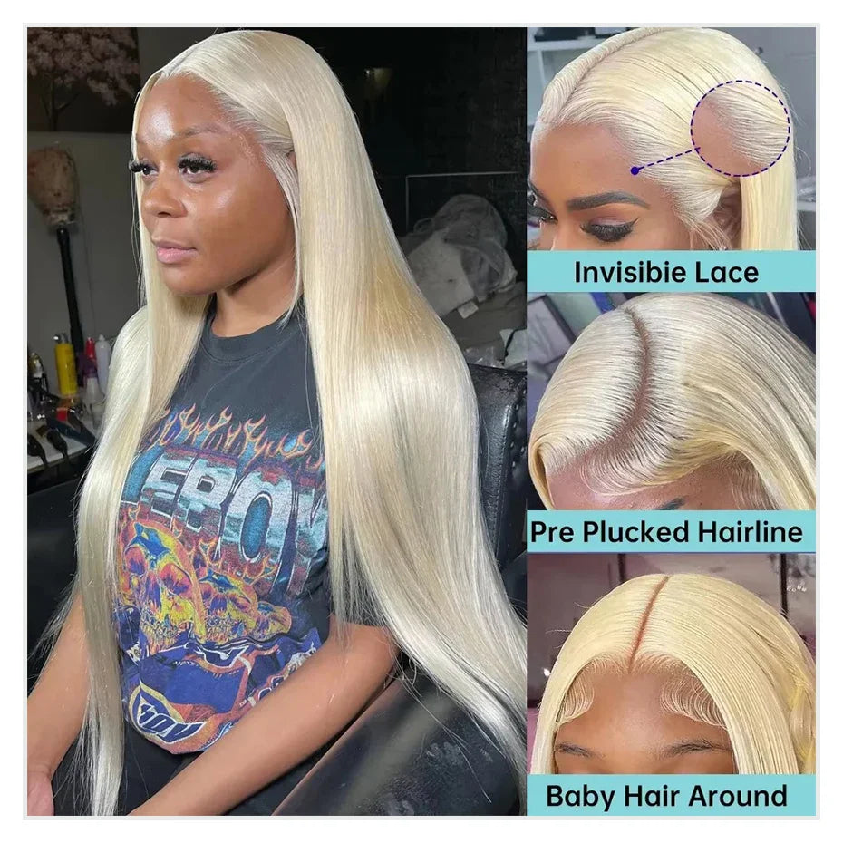 613 HD Lace Frontal Wig 13x6 Straight Human Hair Wigs Blonde Human Lace Front Wig 200% Density 36 inch Lace Front Human Hair Wig