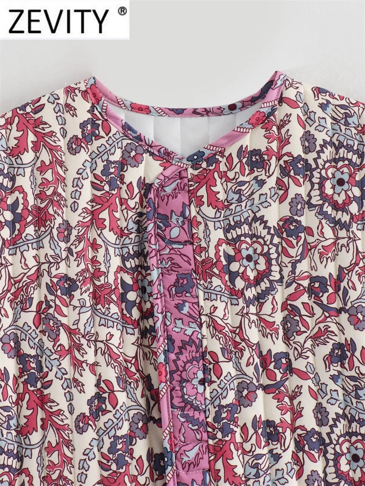 Zevity 2024 Women Vintage O Neck Patchwork Floral Print Quilted Cotton Vest Jacket Female Sleeveless Cotton WaistCoat Tops CT332