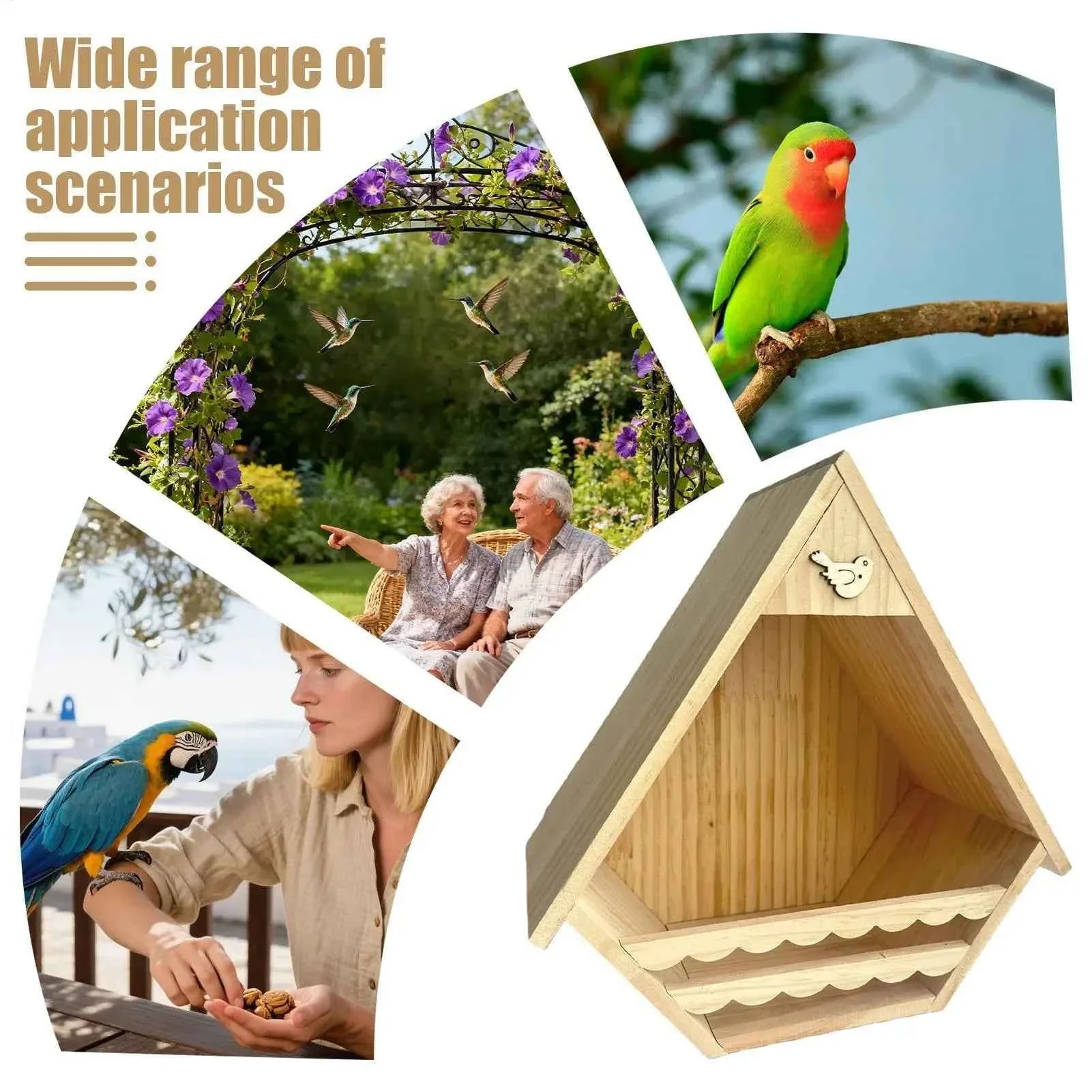 Bird House Wooden Finch Nesting Habitat Garden Wild Birds House for Sparrow Swallow Wren Chickadee Pigeon Outdoor Garden