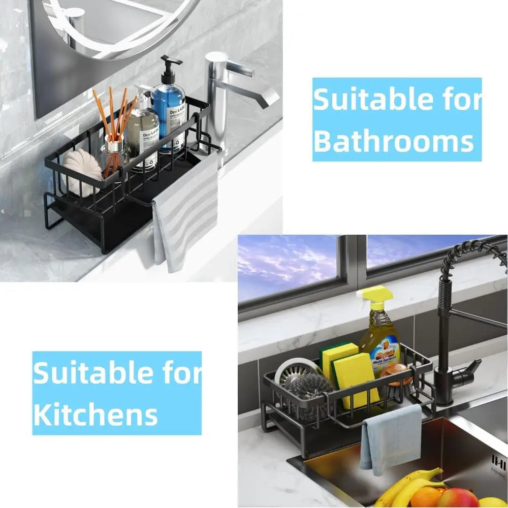 Stainless Steel Dish Sponge Organizer With Detachable Rack