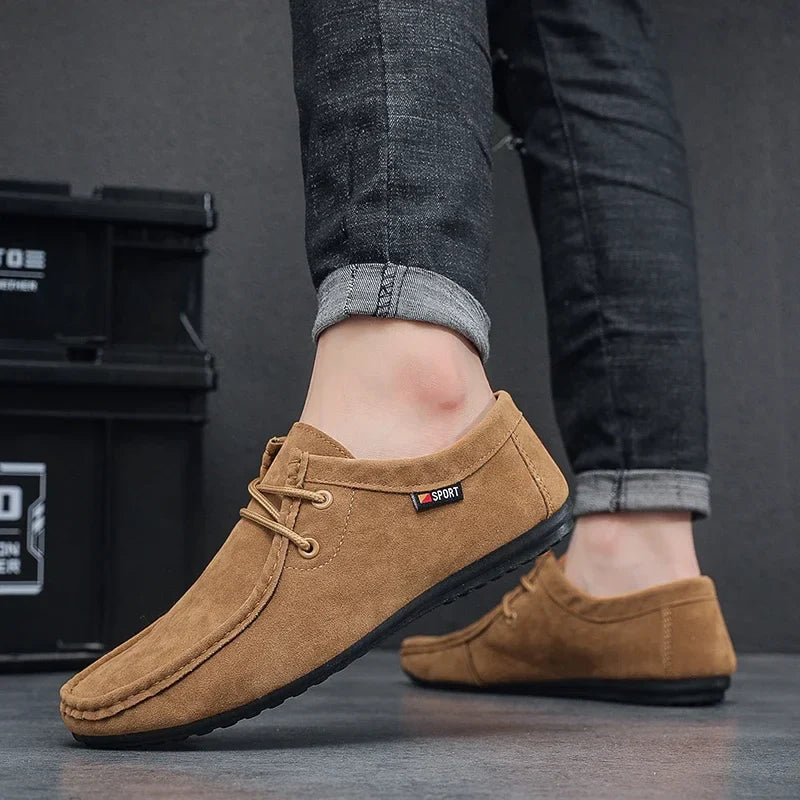 Men's Loafers, Lace Up Suede Work Shoes, 2025 New Formal Shoes, Outdoor Casual Walking Foot Covers Suitable for Lazy People