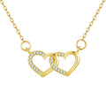 Vnox Double Zircon Heart Necklace For Women,Stainless Steel Cute Simple  Necklace For Mother And Daughter,Trendy Jewelry Gifts
