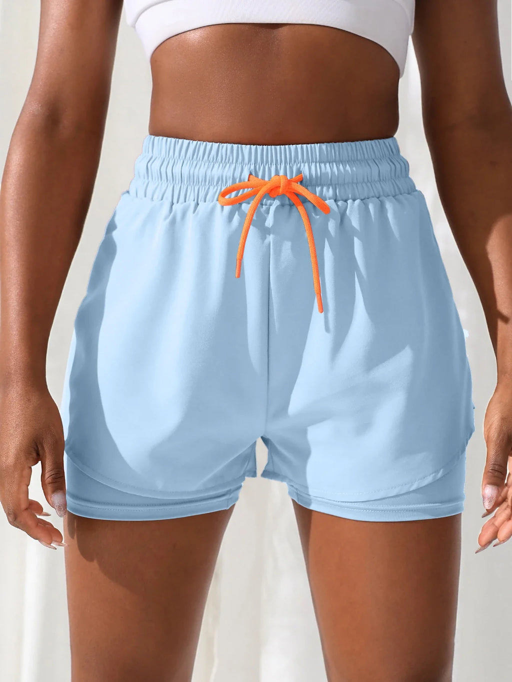 Women's High Rise Yoga Shorts With Elastic Proximity Control Running Shorts, Fake Two Pieces Pants