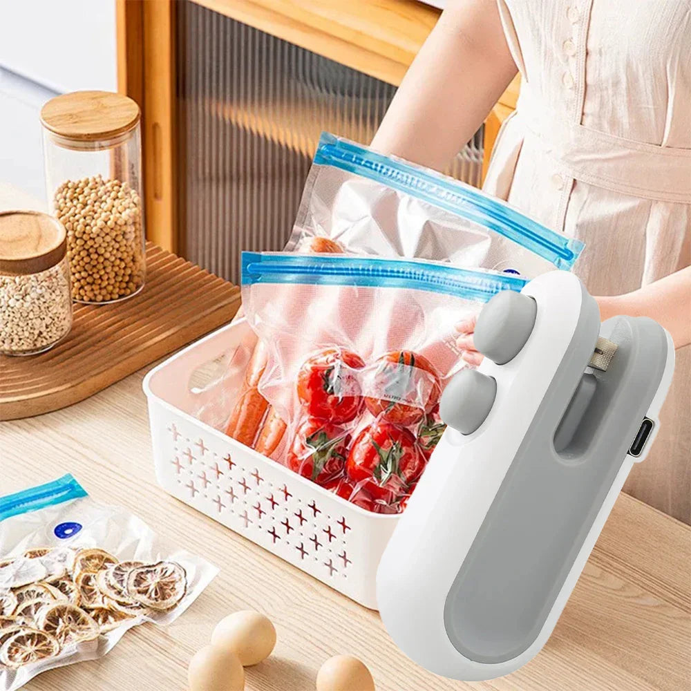 Mini Handheld Heat Bag Sealing Machine Plastic Food Package Sealer Clip-on Bag Sealer Portable Food Packaging Sealer