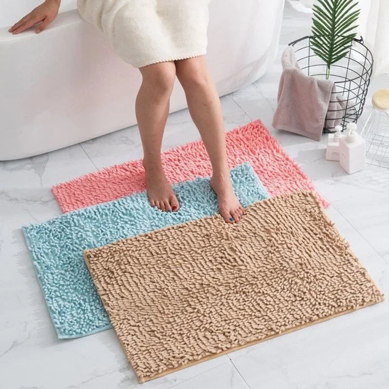 Chenille Bathroom Carpet Non Slip Bath Mat Soft and Comfortable Plush Living Room Door Bathroom Absorbent Foot Floor Matscarpet