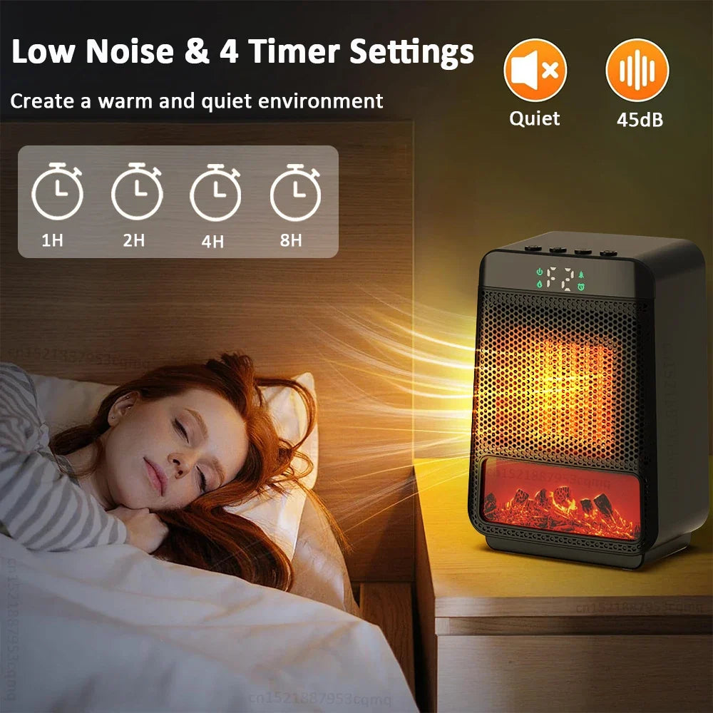 Hot Air Blower Desktop Electric Heater with Thermostat Heating Fan Warm Air Blower for Household Bedroom Office Space Heater