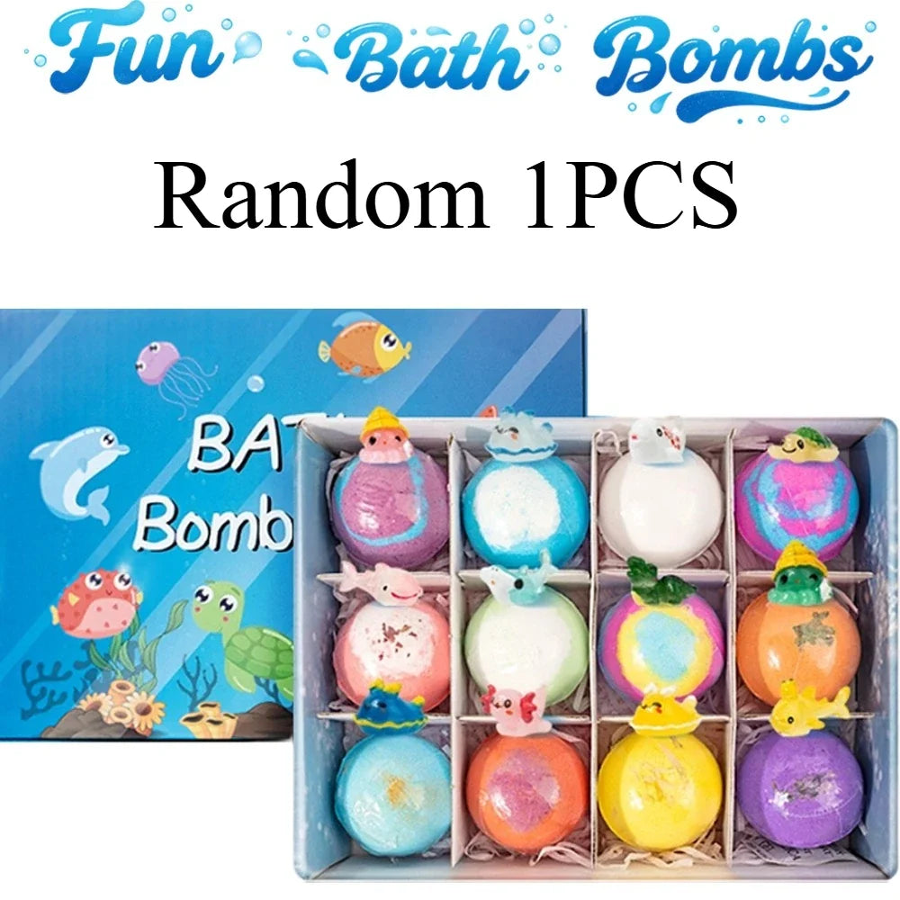 New 12PCS Ocean Toy Bath Salt Bombs, Bubble Bath Balls for Adults & Kids, Fun Educational Bath Toys Party Favor Set