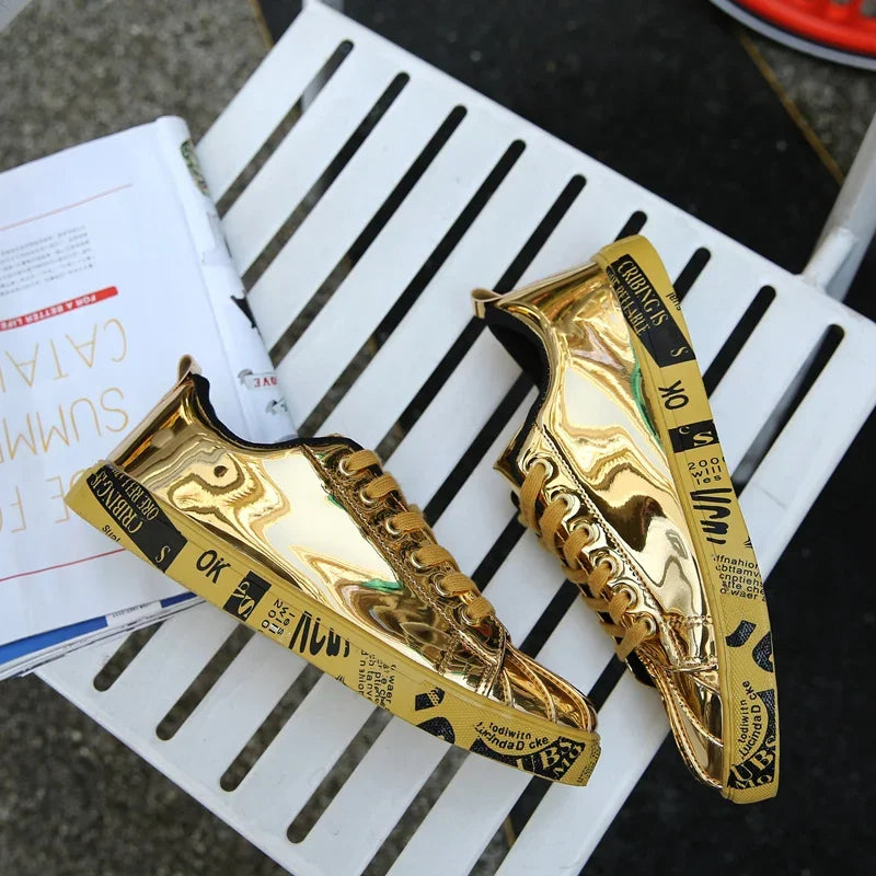 Women Gold Silver Sneakers Men Hip Hop Casual Unisex Tennis Luxury Running Shoes Clunky Trainers Bigsize Streetwear Footwear