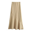HH Women 2024 Fashion Summer Vest Skirt Sets Khaki V-Neck Sleeveless Pockets Waistcoats+High Waist Asymmetrical Skirt Suits