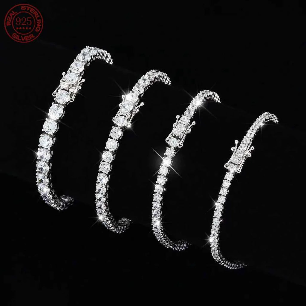 100% Real Moissanite Tennis Bracelet 925 Sterling Silver Plated 18K Gold with GRA Bracelet for Women Man Sparkling Party Jewelry