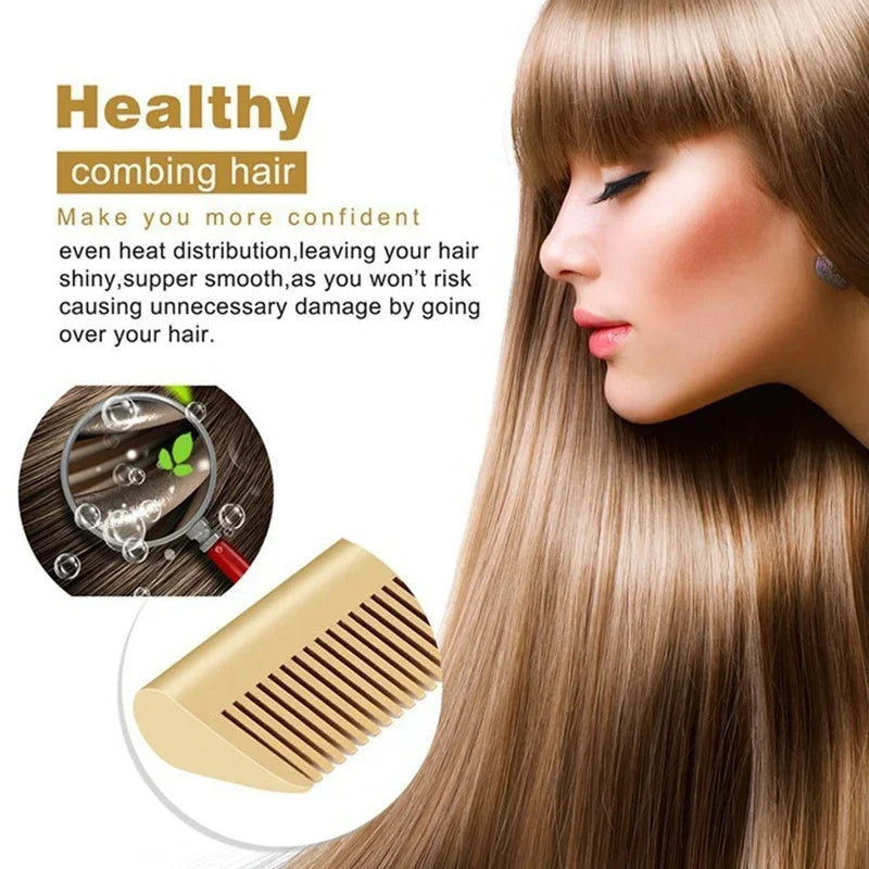 2 in 1 Electric Hot Heating Comb Hair Straightener Curler Wet Dry Hair