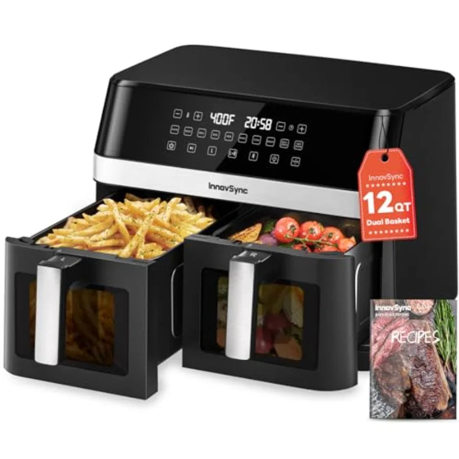 Dual Zone Kitchen Air Fryer 12QT 10-In-1 Functions Touchscreen