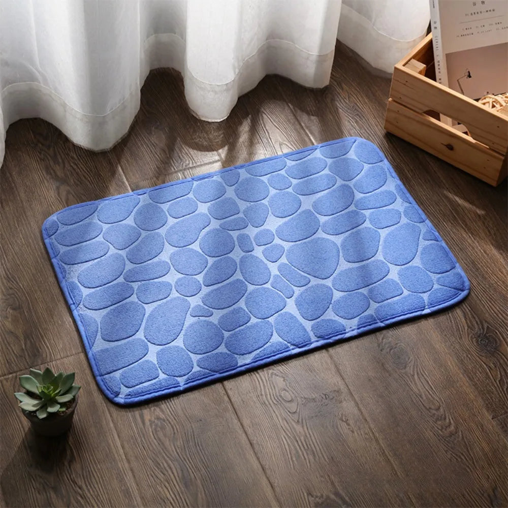 Cobblestone Embossed Bath Mat Non-slip Carpets Water Absorption Washable Bathtub Floor Rug Shower Doormat Bathroom Decor