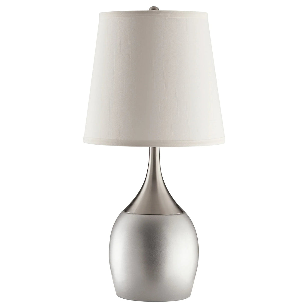 Urn Table Lamps (2-Pack) – Silver Chrome Base & Empire Fabric Shade | Classic Contemporary Bedside & Living Room Lamps