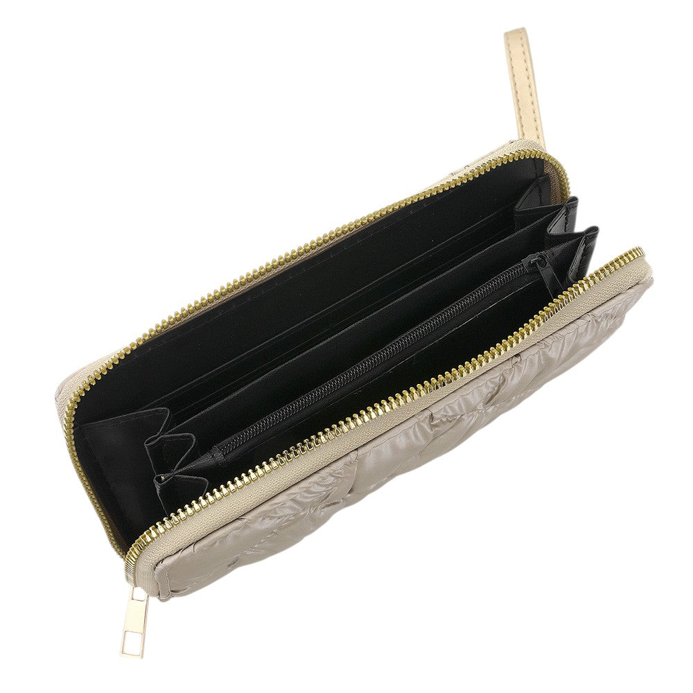 Shiny Faux Leather Padded Wallet with Wristlet