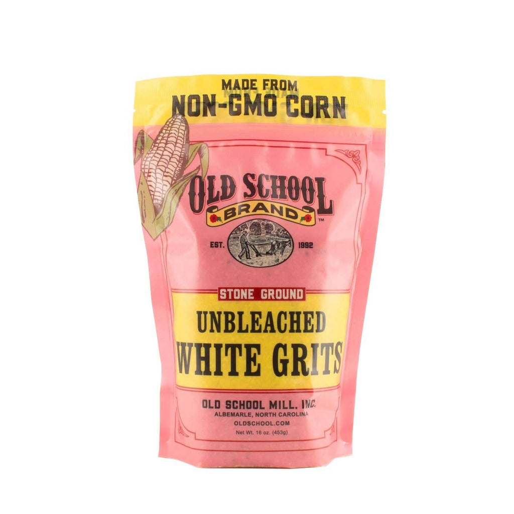 Old School Brand Non-GMO Stone Ground White Unbleached Grits, 1lb