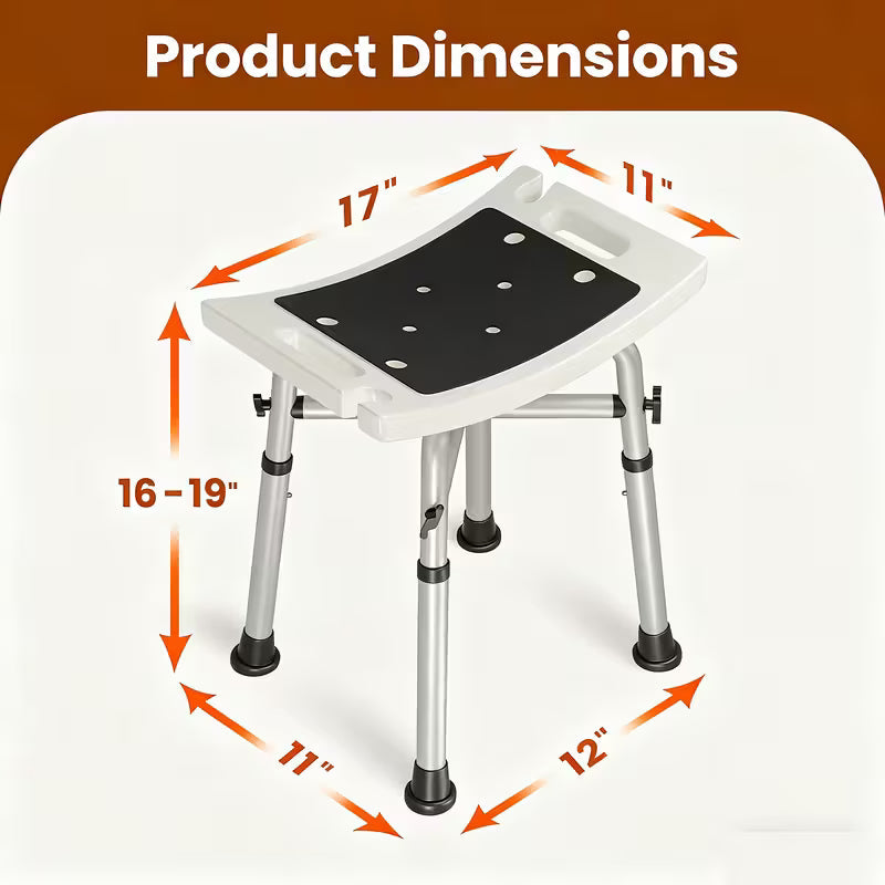 Shower Chair for Elderly, Disabled & Seniors - 500 Lbs Weight Capacity, Adjustable Height